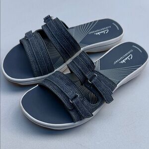 Clarks Denim Blue Slide Cloudsteppers Sandals